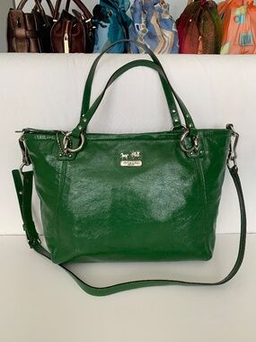 Coach Kelsey Large Satchel & Crossbody Bag – Vibrant Green, Like New